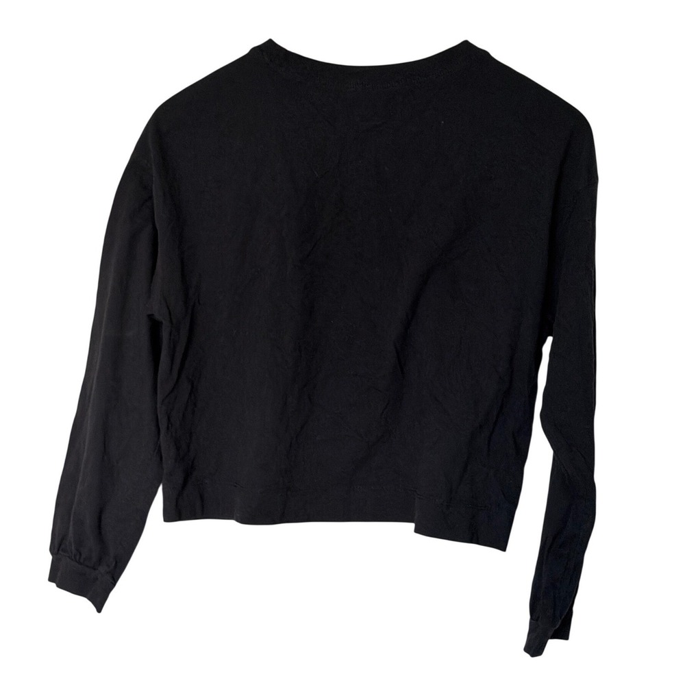 Old Navy Wednesday Addams Shirt Kids XL Black Stay Kooky Cropped Long Sleeve - Picture 3 of 5